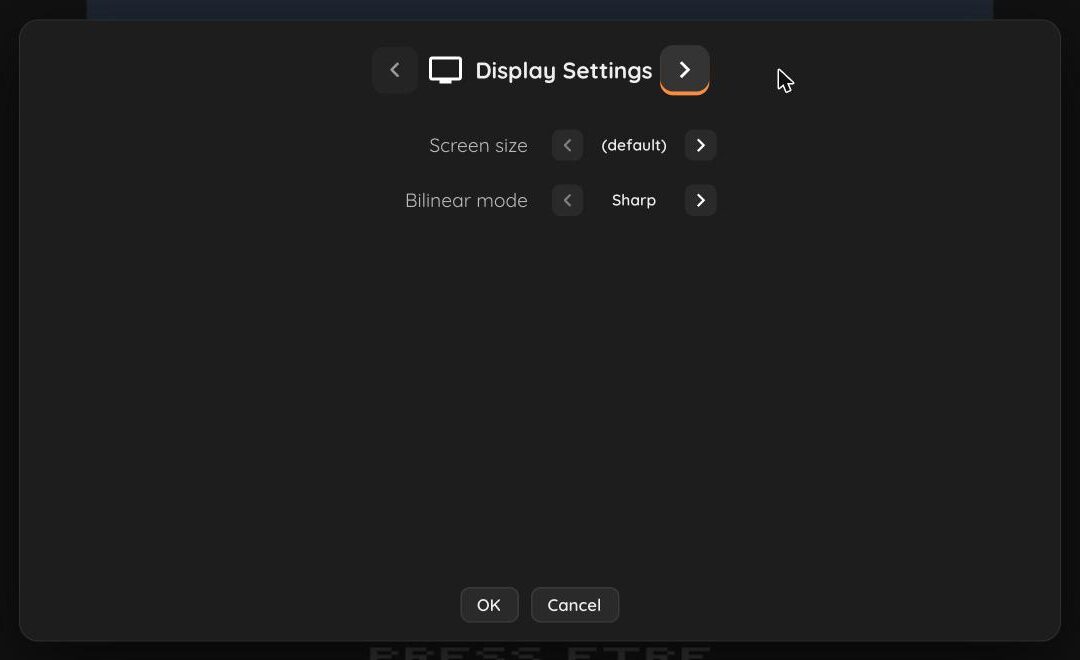 The emulator display settings