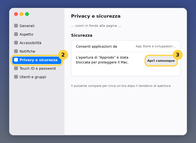 Privacy e sicurezza, Apri comunque