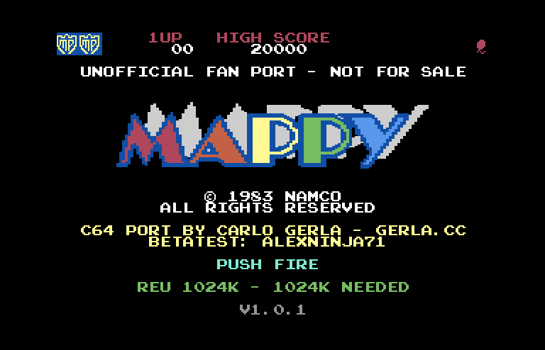 Mappy, la schermata del titolo